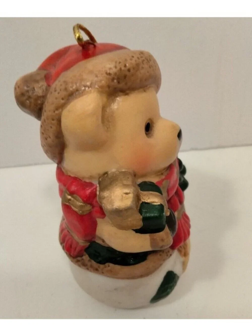 Bear Snowman Figure Santa Hat Christmas Tree Ornament Woodland Cottage Cabin